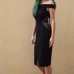 off the shoulder lace bodycon dress